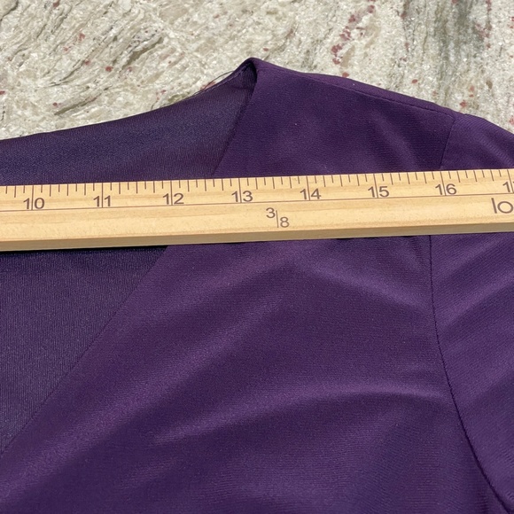 Eliza J Royal Collection Long Sleeve V Neck Mini Dress Stretch Purple - Picture 9 of 13